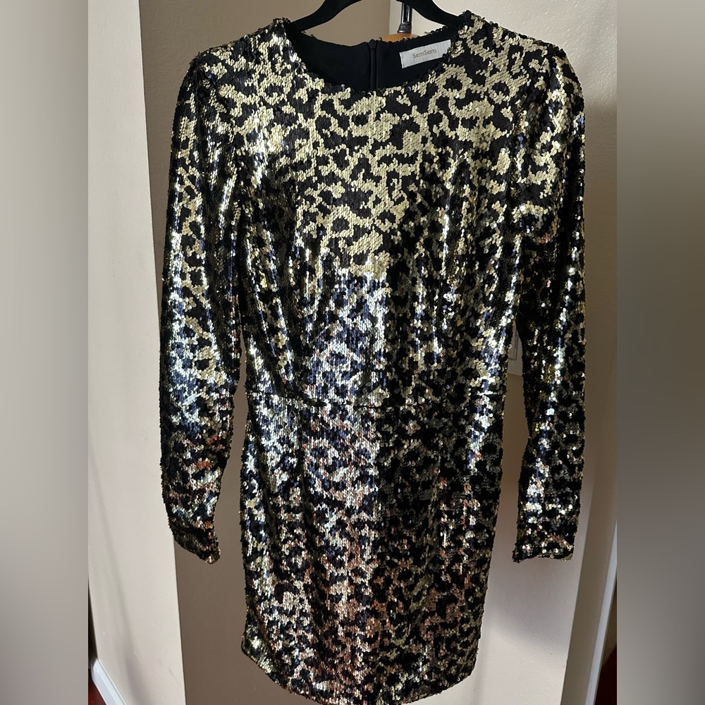 SemSem Black/Gold Sequin Dress Size S